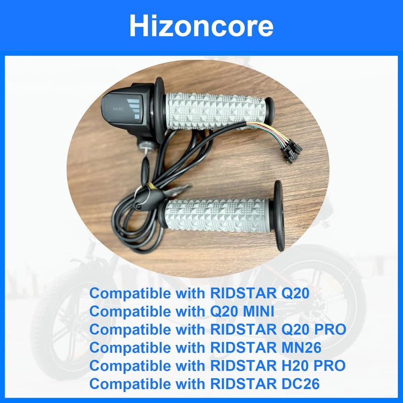 Hizoncore Full Twist Throttle Fits for Ridstar Q20, 48V True Plug and Play Taper Handles Ebike Throttle 3 Pin Easy Installation, LCD Display with Key Lock, Throttle Grips for Ebike Motorcycle Scooter - Image 4